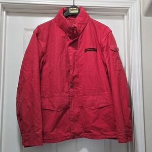 VTG 90s Honda Racing Red Motorcycle Shop Jacket Zip Off Sleeves Men's L‎